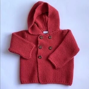 Infant Cotton Sienna Red Cotton Knit Hoodie Cardigan
